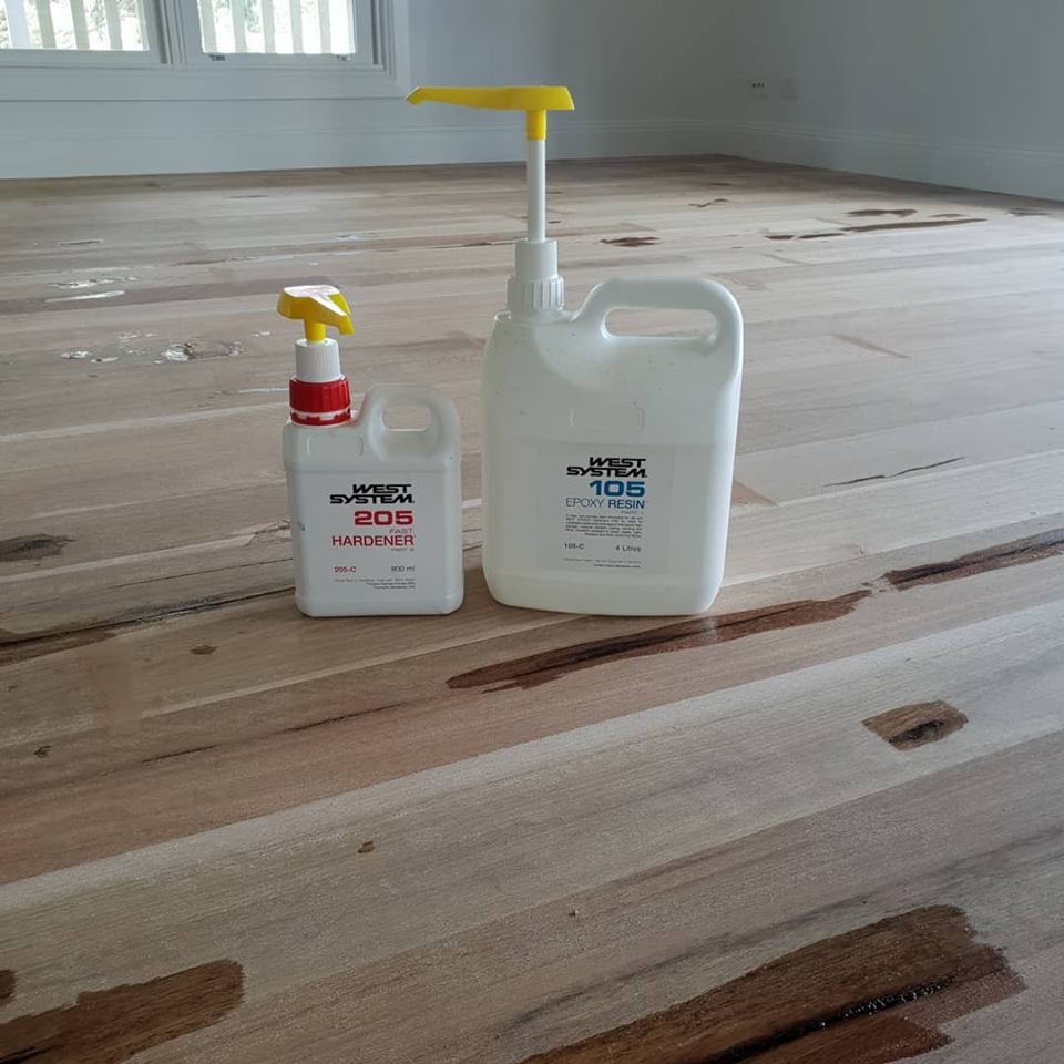 Epoxy Resin applied in the knots and features on the Standard Grade NSW Spotted Gum